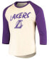 Фото #3 товара Men's LeBron James Cream and Purple Los Angeles Lakers Raglan 3/4 Sleeve T-shirt