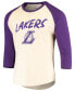 ფოტო #3 პროდუქტის Men's LeBron James Cream and Purple Los Angeles Lakers Raglan 3/4 Sleeve T-shirt