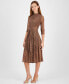 ფოტო #4 პროდუქტის Petite Printed Mock Neck Midi Dress