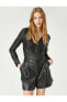 Лонгслив Koton Faux Leather Zip Up Neck