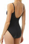 Фото #3 товара Michael Kors 300742 Iconic Solids Sash Logo Trim V-Neck One-Piece Swimsuit, 10