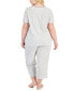 ფოტო #4 პროდუქტის Plus Size 2-Pc. Cotton Cropped Pajamas Set, Created for Macy's