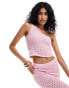 Фото #1 товара The Frolic kristen one shoulder knit beach crop top co-ord in pastel pink