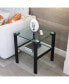 Glass Two Layer Tea Table, Small Round Table, Bedroom Corner Table, Living Room Black Side Table