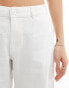 Weekday Jamie linen mix workwear trousers in white