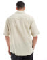 GANT short sleeve texture camp collar relaxed fit shirt in beige