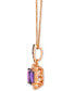 Grape Amethyst (2-1/8 ct. t.w.) & Diamond (3/8 ct. t.w.) Halo Pendant Necklace in 14k Rose Gold, 18" + 2" extender