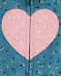 Toddler 1-Piece Heart 100% Snug Fit Cotton Footie Pajamas 3T