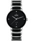 ფოტო #1 პროდუქტის Unisex Swiss Automatic Centrix Diamond (1/20 ct. t.w.) Black High-Tech Ceramic & Stainless Steel Bracelet Watch 39mm