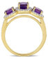 ფოტო #3 პროდუქტის Amethyst (1-5/8 ct.t.w.) and Diamond (1/3 ct.t.w.) 3-Stone Halo Ring in 18k Yellow Gold over Sterling Silver