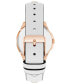 Women's Analog White Synthetic Leather with Rose Gold-Tone Alloy Accents Strap Watch, 38mm