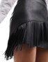 Фото #10 товара Edited PU fringe mini skirt in black