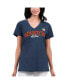 ფოტო #1 პროდუქტის Women's Navy Distressed Houston Astros Key Move V-Neck T-shirt