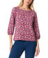 Petite Floral-Print 3/4-Sleeve Blouse