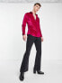 ASOS DESIGN skinny velvet shirt in bright pink