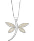 Фото #1 товара Macy's mother-of-Pearl Dragonfly 18" Pendant Necklace in Sterling Silver