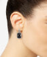 Фото #2 товара Marcasite and Faceted Onyx Square Post Earrings in Sterling Silver