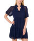 Women's V-Neck Short-Sleeve Baby Doll Dress Синий, XS - фото #3