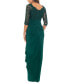 ფოტო #2 პროდუქტის Women's Lace-Top 3/4-Sleeve Ruffled Gown