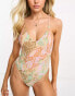 Фото #2 товара Vero Moda cross back swimsuit with high leg in pastel snake print