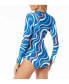 Фото #3 товара Women's Sculpt Long Sleeve Zip Front One Piece Swimsuit