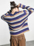 Фото #2 товара COLLUSION knitted brushed striped jumper in multi