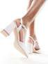 Фото #5 товара Be Mine Wide Fit Bridal Frankie embellished heeled shoes in ivory satin