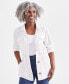 Фото #1 товара Women's Linen Blend Long-Sleeve Field Jacket, Created for Macy's