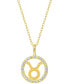 ფოტო #5 პროდუქტის Cubic Zirconia Zodiac Halo 18" Pendant Necklace in 18k Gold-Plated Sterling Silver, Created for Macy's