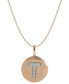 ფოტო #1 პროდუქტის 14k Rose Gold Necklace, Diamond Accent Letter T Disk Pendant