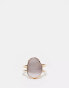 ASOS DESIGN Curve ring with cat eye real semi precious stone in gold tone