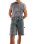 Sixth June worker denim shorts in mid blue