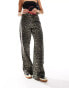 Threadbare leopard print straight leg jeans