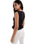 Фото #4 товара COLLUSION poplin shirred tank top with tie side in black