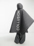 COLLUSION Unisex oversized branded quilted poncho in grey