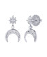 North Star Moon Crescent Design Sterling Silver Diamond Women Earring