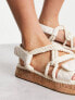 Фото #3 товара Public Desire Miami quilted rope flatform sandals in cream