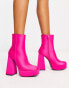 Фото #2 товара New Look satin platform heeled boots in pink