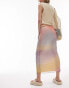 Фото #4 товара Topshop Petite mesh pastel blurred printed picot trim midi skirt in multi