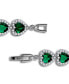 Cubic Zirconia Green Glass Heart Halo Link Bracelet