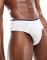 ASOS DESIGN 2 pack briefs with contrast waistband in white and navy