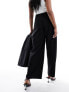 Bershka boxer waistband wide leg tailored trousers in black