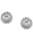 ფოტო #3 პროდუქტის Cultured Tahitian Pearl (10mm) & Diamond (1/4 ct. t.w) Stud Earrings in 10k White Gold