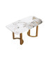 Фото #5 товара 63" Modern Artificial Stone Pandora White Curved Golden Metal Leg Dining Table -6 People