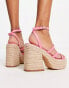 Rule London – Exklusiv – Hayes – Riemchen-Espadrilles in Rosa mit Plateausohle