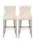 Фото #2 товара 29" Linen Tufted Buttons Upholstered Wingback Bar Stool (Set of 2)