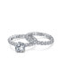 Art Deco Style 3CT Cubic Zirconia Round Brilliant Cut Round Solitaire Eternity Band CZ Anniversary Wedding Engagement Ring Set Band Sterling Silver