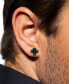 ფოტო #2 პროდუქტის Men's Black Diamond Halo Cluster Stud Earrings (1 ct. t.w.) in 10k Gold