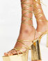 Фото #2 товара Truffle Collection mega platform strappy sandals in gold metallic