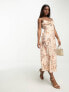 Фото #1 товара Forever New strappy maxi dress in brown satin floral